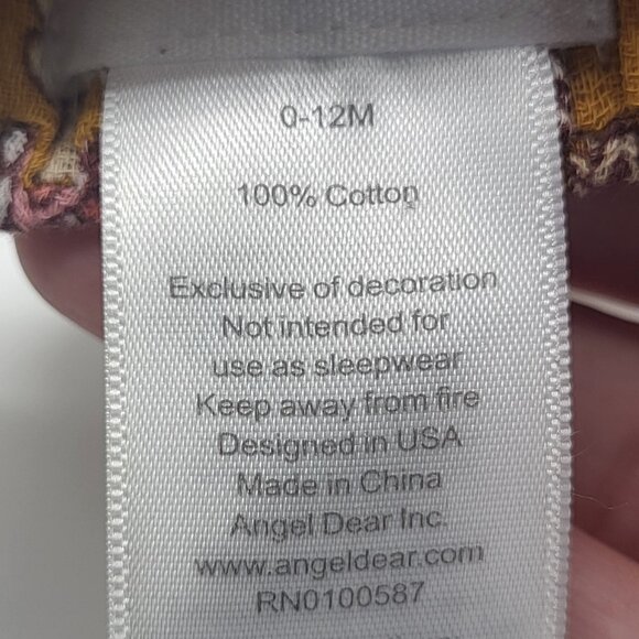 Angel Dear Cotton Muslin Headband Mustard Gold with Flowers Boho 0-12 Months - Picture 3 of 3